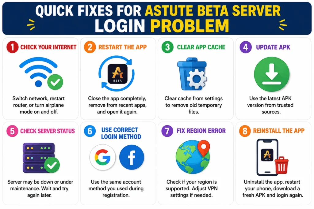 Quick Fixes for Astute Beta Server Login Problem